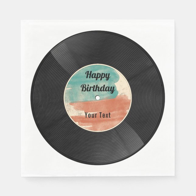Retro Vinyl Record Music Birthday Party  Napkin (Front)