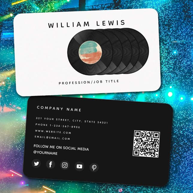 Retro Vinyl Record Music Deejay Disc Jokey DJ Business Card (Creator Uploaded)