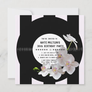 Retro Vinyl Record Orchidées modernes Invitations 
