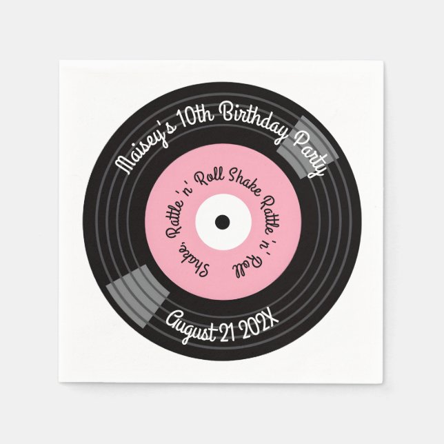 Retro Vinyl Record Party Napkin (Front)