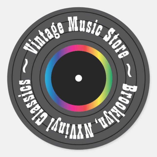 Retro Vinyl Record Personalized Classic Round Sticker (Front)