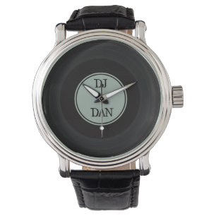 Retro Vinyl Record Personalized DJ Musician Name Watch