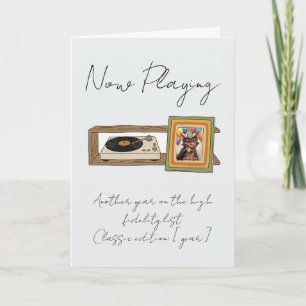 Retro Vinyl Record Player Photo Personalized Card