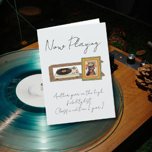 Retro Vinyl Record Player Photo Personalized Card