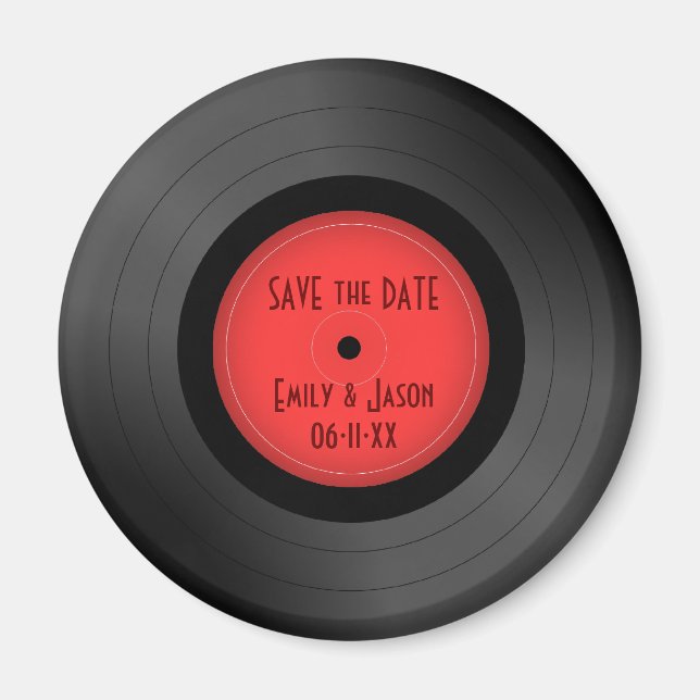 Retro Vinyl Record Save the Date magnet (Front)