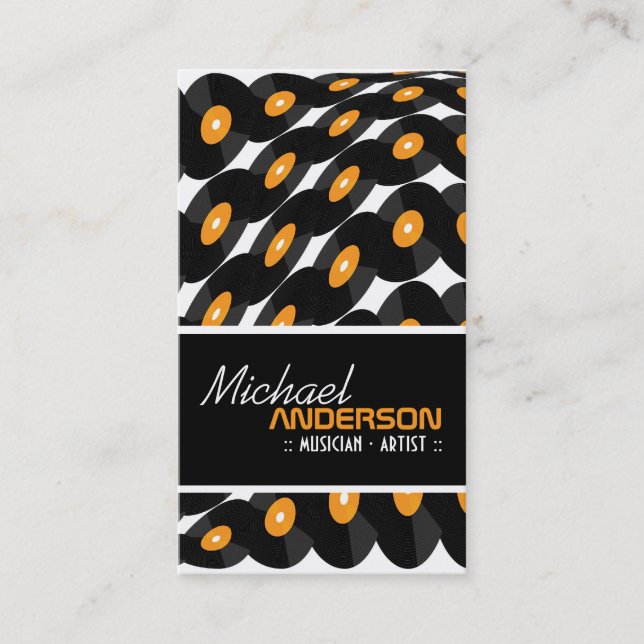 Retro Vinyl Record Wave Pattern Artist Businesscar Business Card (Front)