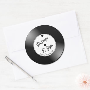 Retro Vinyl Record Wedding Classic Round Sticker