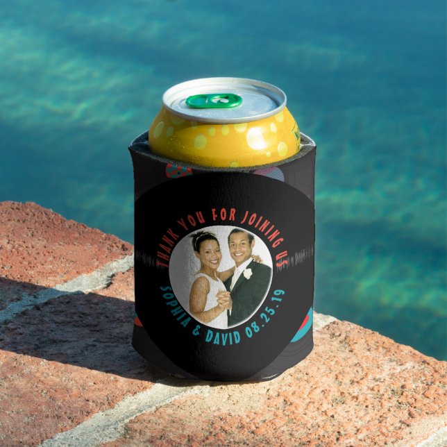 Retro Vinyl Record Wedding Favour Photo Thank You Can Cooler (In Situ Pool)