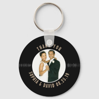 Retro Vinyl Record Wedding Favour Photo Thank You Keychain
