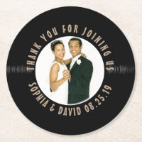 Retro Vinyl Record Wedding Favour Photo Thank You