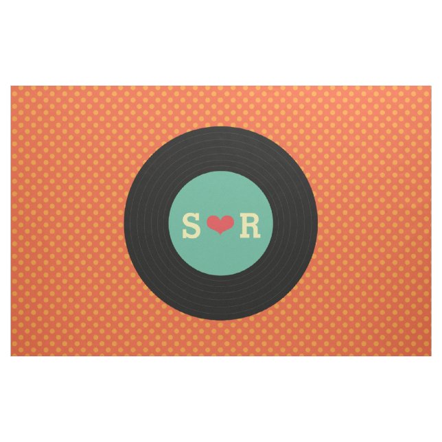 Retro Vinyl Record Wedding Flag Fabric (Fat Quarter)