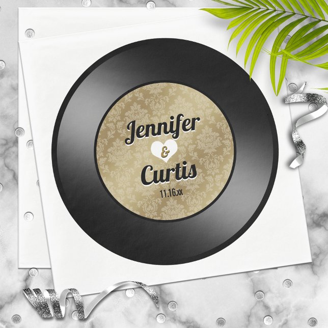 Retro Vinyl Record Wedding Napkins (Creator Uploaded)