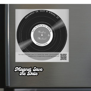 Retro Vinyl Record Wedding Save the Date Magnet