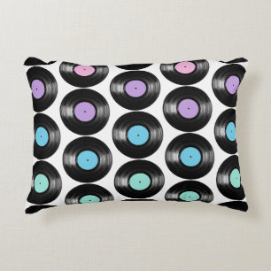 Retro Vinyl Records Colourful Pattern Design Decorative Pillow