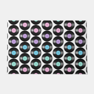 Retro Vinyl Records Colourful Pattern Design Doormat