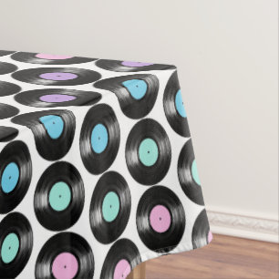 Retro Vinyl Records Colourful Pattern Design Tablecloth
