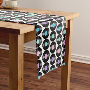 Retro Vinyl Records Colourful Pattern Medium Table Runner