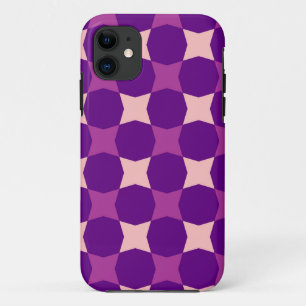 Retro Violet, Pink Circles Abstract iPhone 11 Case