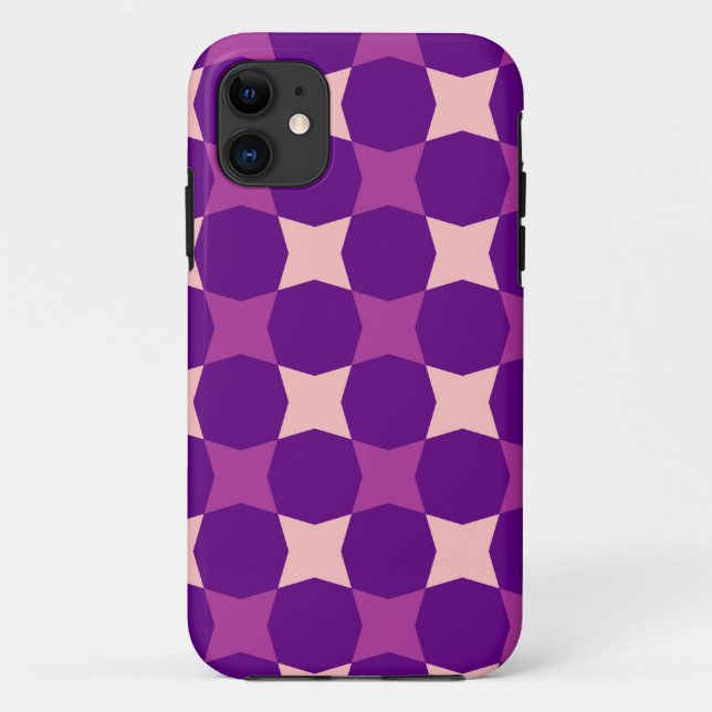 Retro Violet, Pink Circles Abstract Case-Mate iPhone Case (Back)