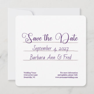 Retro Violet Vibes Cassette Tape, Square Save The Date