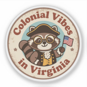Retro Virginia_ Raccoon with Tiny American Flag