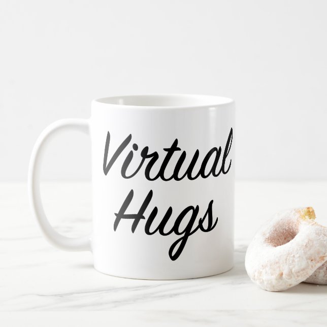 Retro Virtual Hugs Friends Coffee Mug (With Donut)