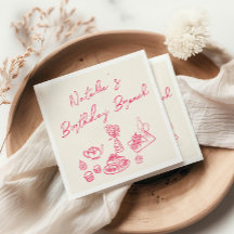 Retro Vivid Pink Hand Drawn Fun Birthday Brunch