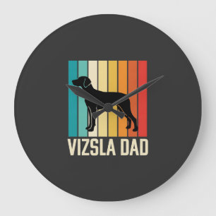 Retro Vizsla Dad Dog Silhouette Large Clock