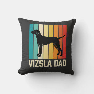 Retro Vizsla Dad Dog Silhouette Throw Pillow