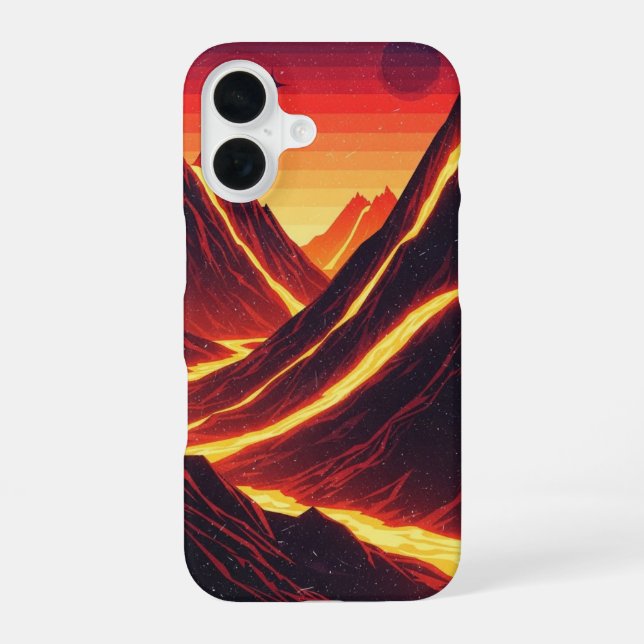 Retro Volcano Glow iPhone 16 Case (Back)