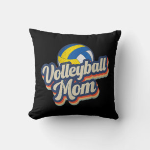 Retro Volleyball Mom Fun Vintage Softball Mom Moth Throw Pillow