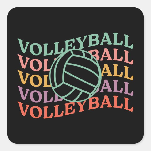 Retro Volleyball Sport Square Sticker (Front)