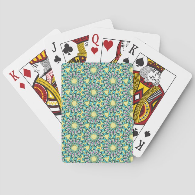 Retro Vortex Petal Burst Pattern Playing Cards (Back)