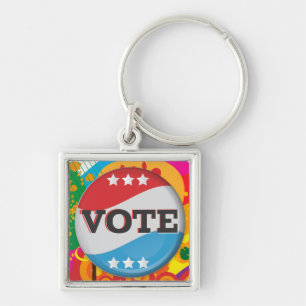 Retro Vote Badge Keychain
