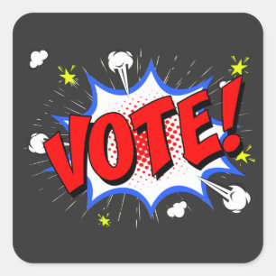 Retro Vote Get Out the Vote and 70's Cartoon Square Sticker