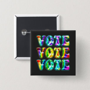 Retro Vote Get Out the Vote with Vintage Tie Dye 2 Inch Square Button