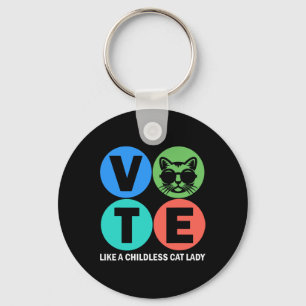 Retro Vote Like A Childless Cat Lady Is Voting Kam Keychain