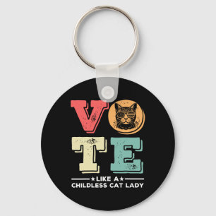 Retro Vote Like A Childless Cat Lady Vote Presiden Keychain