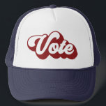 Retro Vote | Red Trucker Hat<br><div class="desc">Get out and vote this election year! This hat features the text Vote in a red retro font! Also available in blue!</div>