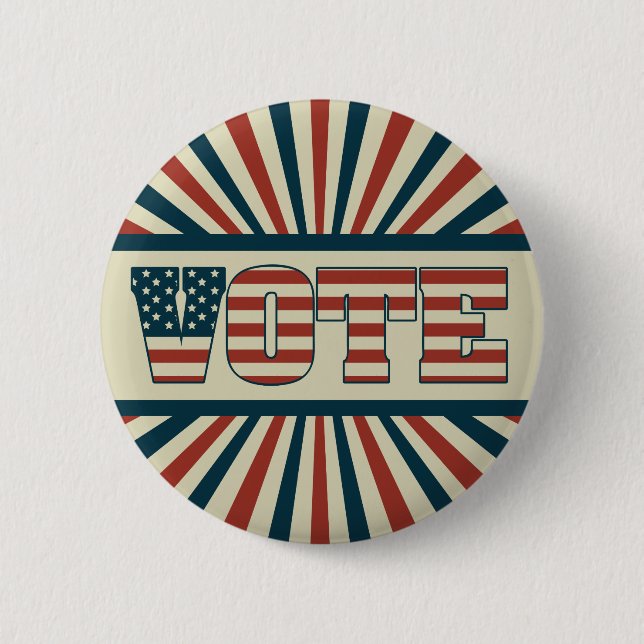 Retro voting gear 2 inch round button (Front)