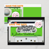 Retro W Audiotape 60th birthday Save The Date HHPC