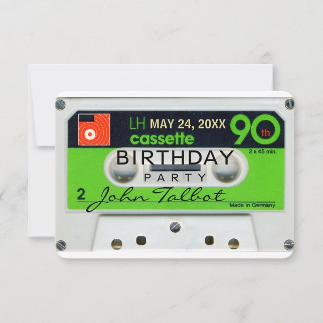 Retro W Audiotape 90e anniversaire Invitation de f (Devant)