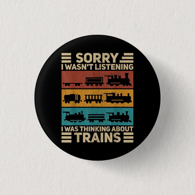 Retro Wagon Train Lover Model Railroad Conductor F 1 Inch Round Button (Front)