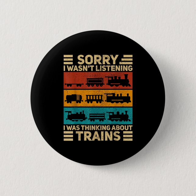 Retro Wagon Train Lover Model Railroad Conductor F 2 Inch Round Button (Front)