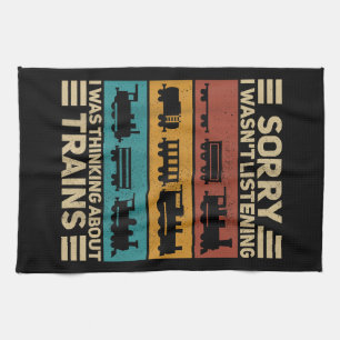 Retro Wagon Train Lover Model Railroad Conductor F Kitchen Towel