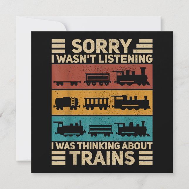 Retro Wagon Train Lover Model Railroad Conductor F Save The Date (Front)