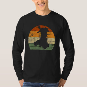 Retro Wales Welsh Map Sunset St Davids Day T-Shirt