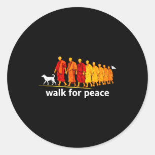 Retro walk for peace  classic round sticker