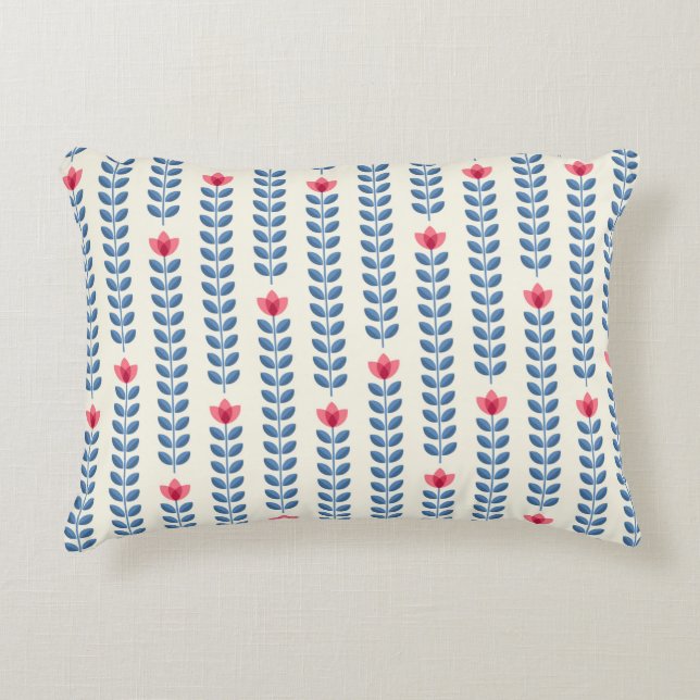Retro wallpaper - floral pattern with abstract sca accent pillow (Front)