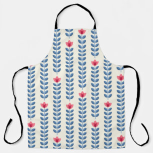 Retro wallpaper - floral pattern with abstract sca apron